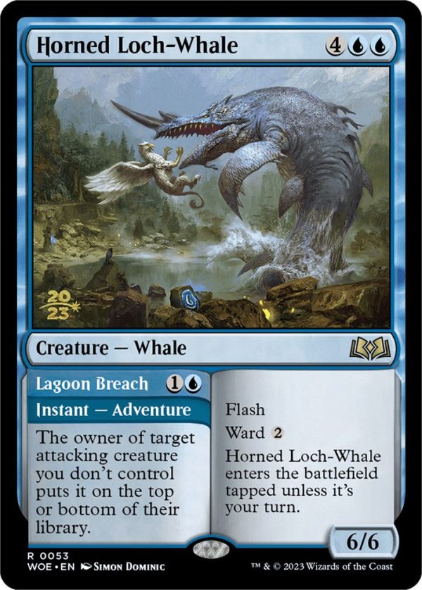 Horned Loch-Whale    Lagoon Breach [Wilds of Eldraine Prerelease Promos] For Sale